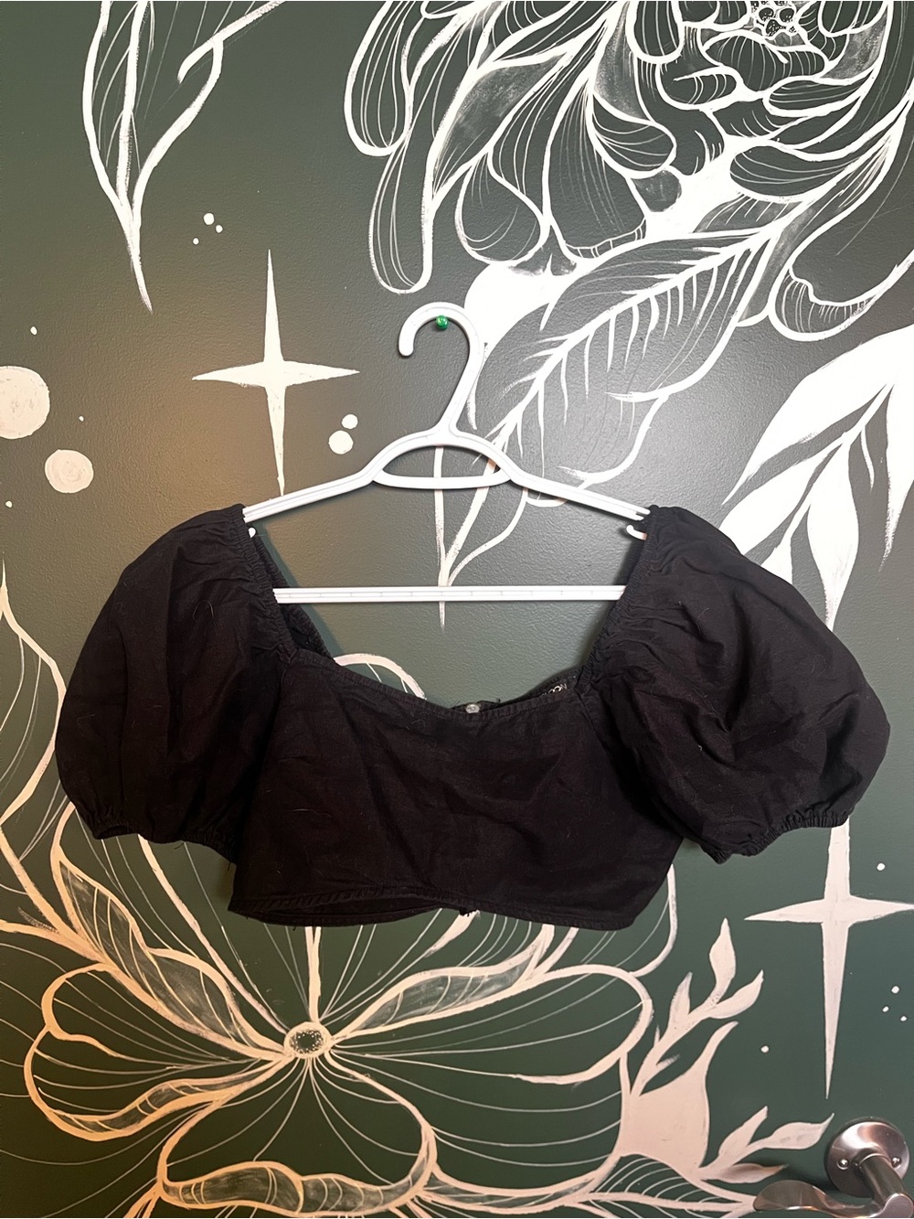🖤 Papermoon Black Puff-Sleeve Crop Top 🖤